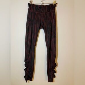 Lululemon Womens Burgundy Patterned Leggings Drawstring Waist Stretch 4